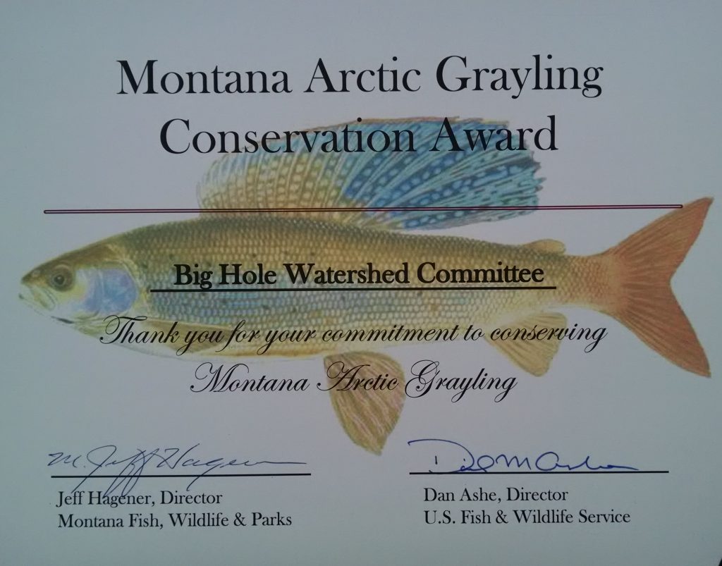 BHWC was presented this award in 2013 for our support of Arctic grayling recovery and the CCAA.